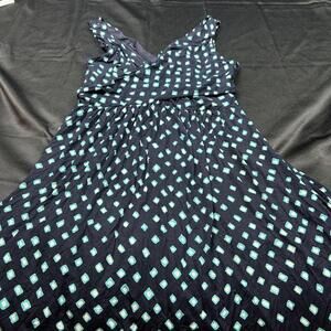 The Loft WOMENS Navy‎ & Green Floral Tank Dress Crisscross Front S Petite NWT